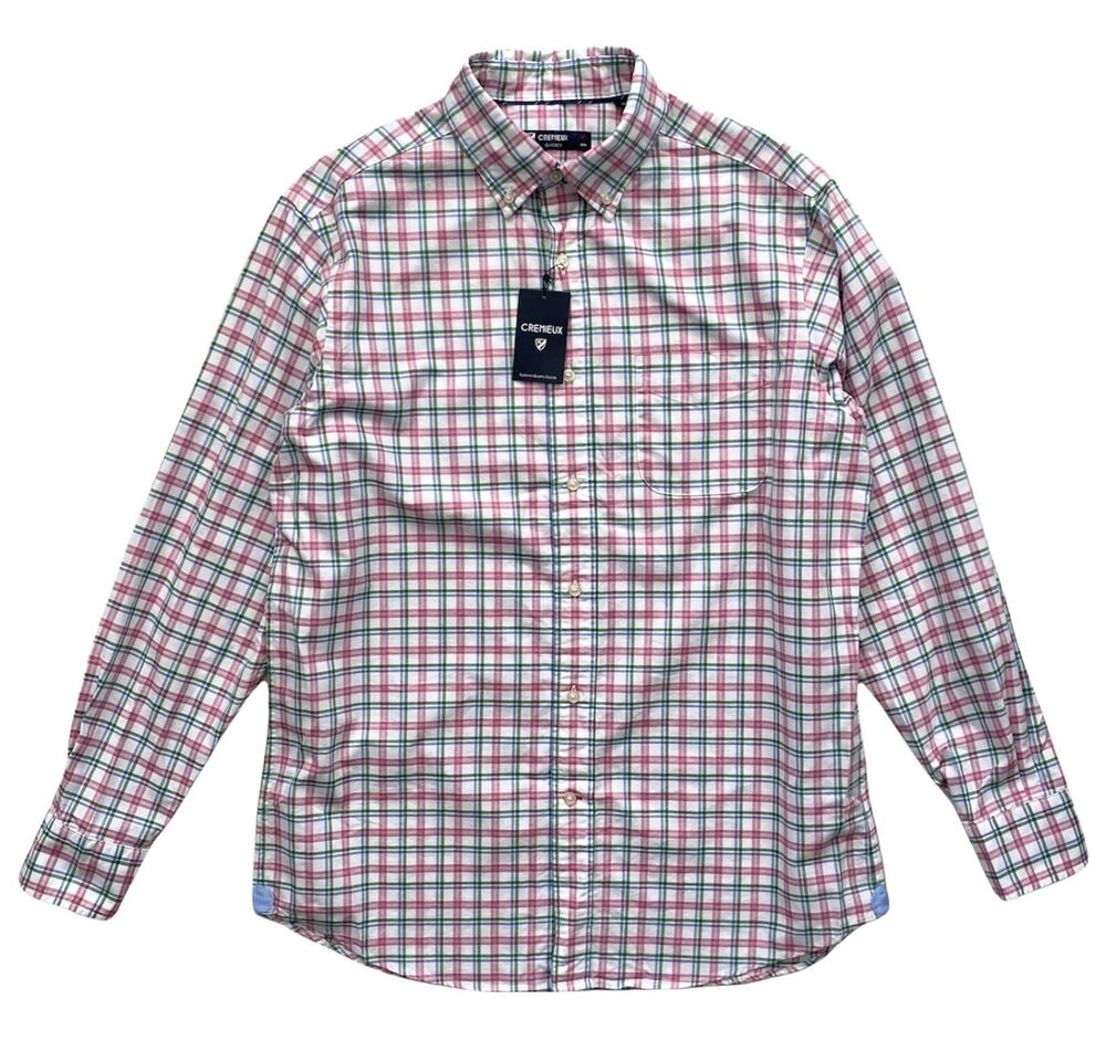 Daniel Cremieux Shirt Classics Nwt Cotton White Pink Green Check Long Sleeve XL